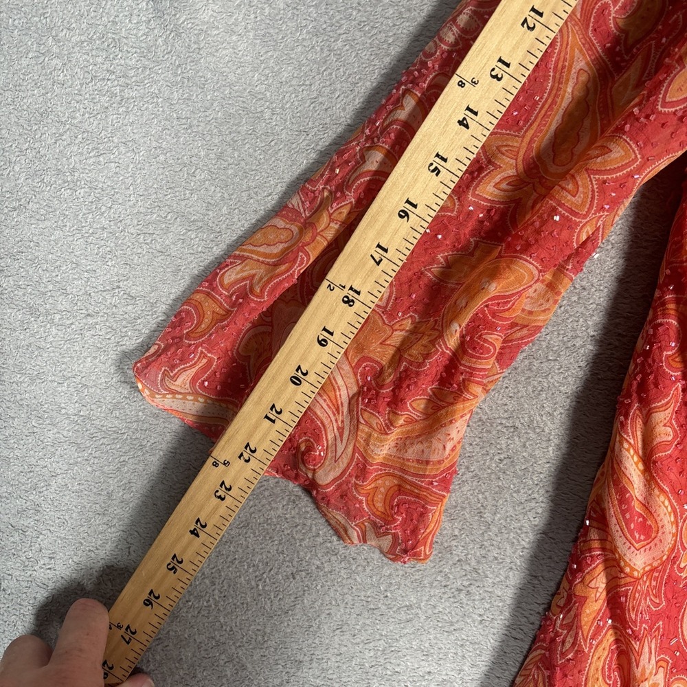 Terani Couture 100% Silk Beaded Paisley Maxi Dress Orange Coral Plus Size 22 - Picture 12 of 16